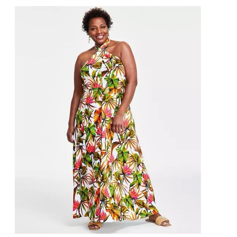 INC Tropical Print Halter Top Maxi Dress Size 2X - Picture 5 of 11